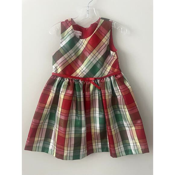 Bonnie Jean Plaid Holiday Dress with Red Coat Sz 4T - Picture 2 of 7